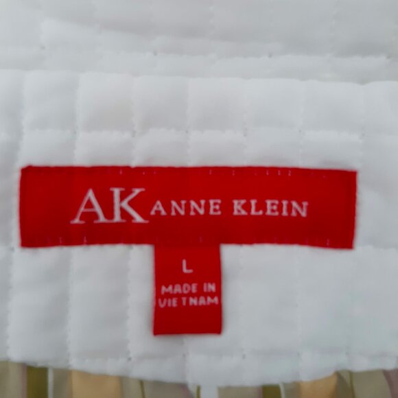 Anne Klein Quilted Jacket VTG 80s Zip Silky Rainbow Striped Liner - Picture 10 of 11